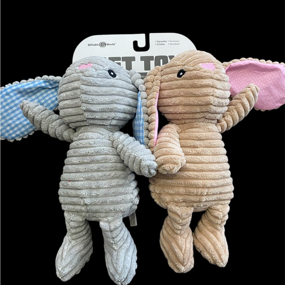 Dog Toy Set of 2  12” Bunnies with Crinkle Ears and Squeakers. New with tags